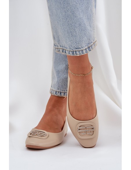 Ballet Flats On Flat Sole With Decoration Beige Ainoria