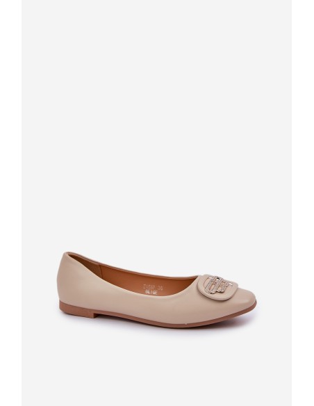 Ballet Flats On Flat Sole With Decoration Beige Ainoria