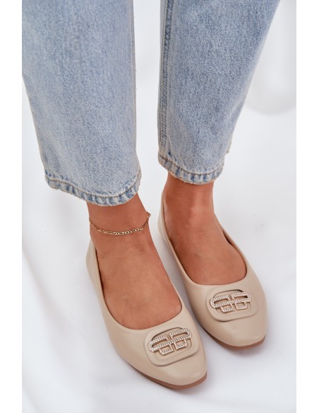 Ballet Flats On Flat Sole With Decoration Beige Ainoria