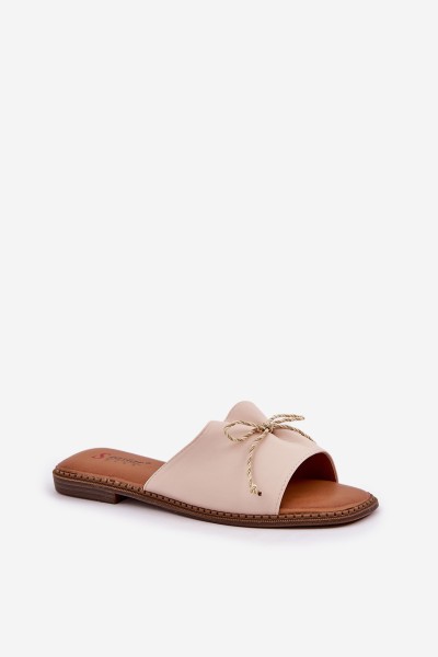 Flat Sandals With Decorative Bow Beige Deonelis 2