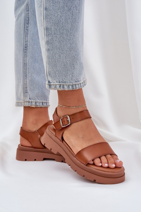 Ladies Platform Sandals Camel Evaretha