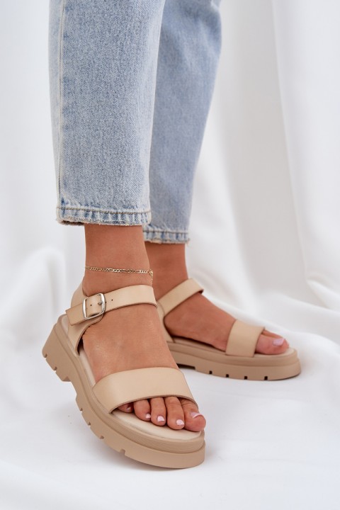 Women's Platform Sandals Beige Evaretha