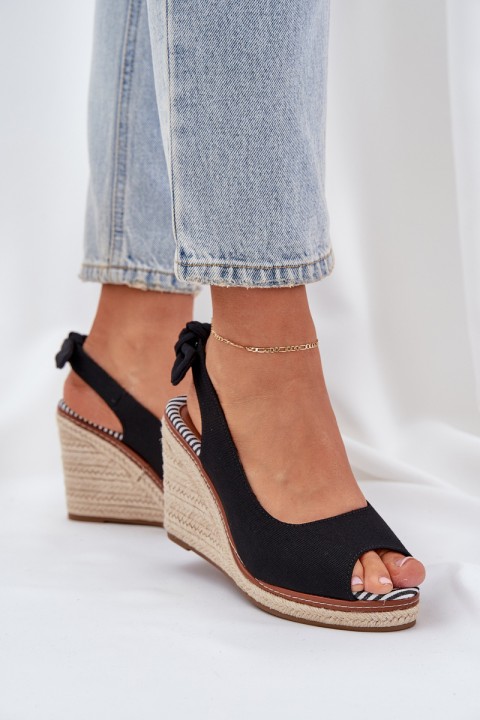 Wedge Sandals With Braiding Black Nanalis