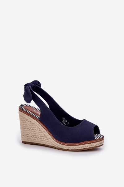 Wedge Sandals With Braiding Navy Nanalis 2