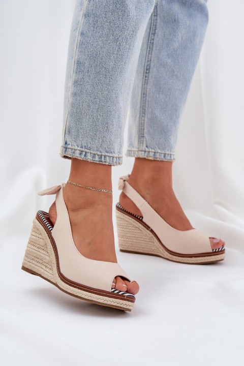 Wedge Sandals With Braiding Beige Nanalis