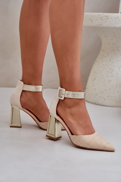 Heels With Pointed Toes Gold Gekkaria