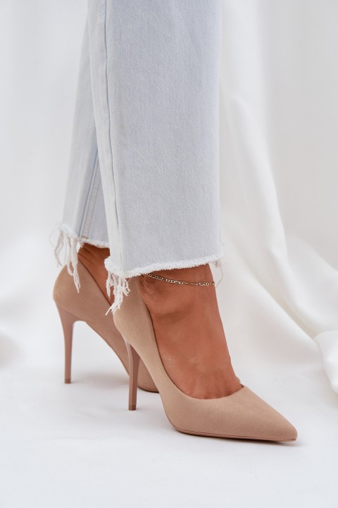 Classic High Heels Made Of Eco Suede Beige Navinda