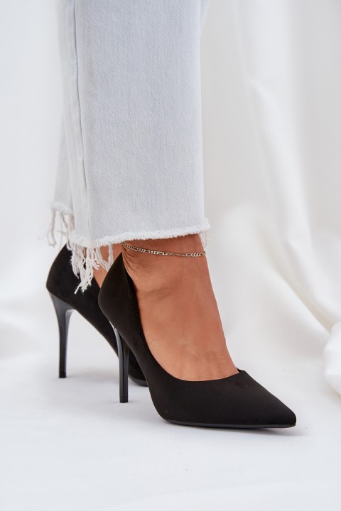 Classic Stiletto Heels From Eco Suede Black Navinda