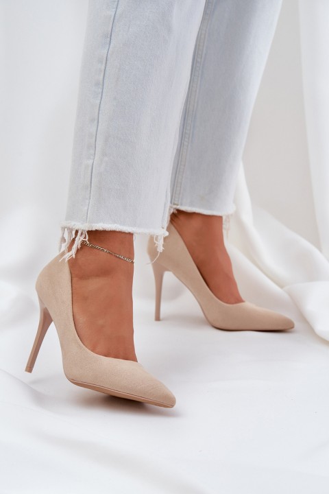 Classic High Heels Made Of Eco Suede Light Beige Navinda