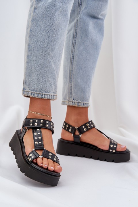 Embellished platform sandals black Tatellia