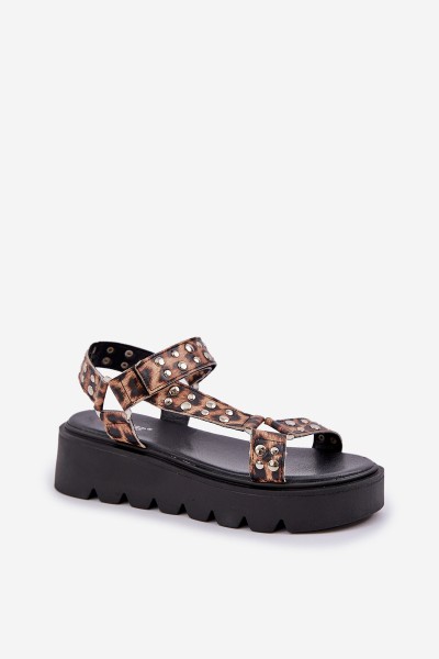 Embellished Platform Sandals Leopard Brown Tatellia 2