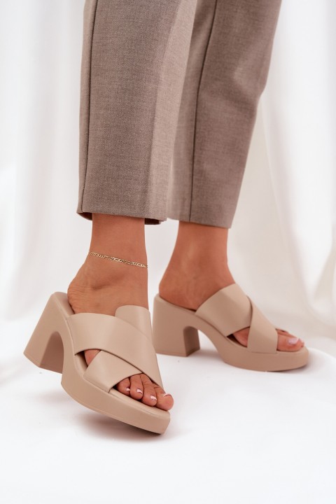 Light Heels Made Of Eco Leather Light Beige Kacaria