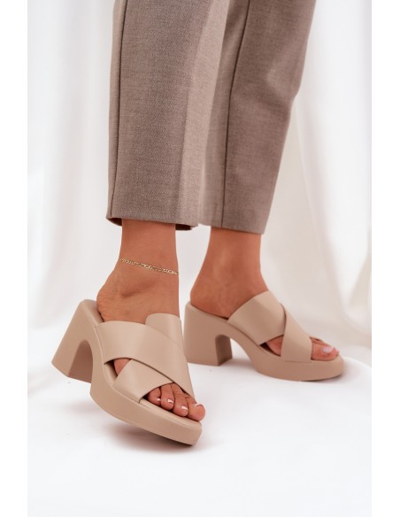 Light Heels Made Of Eco Leather Light Beige Kacaria