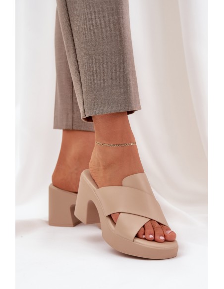 Light Heels Made Of Eco Leather Light Beige Kacaria