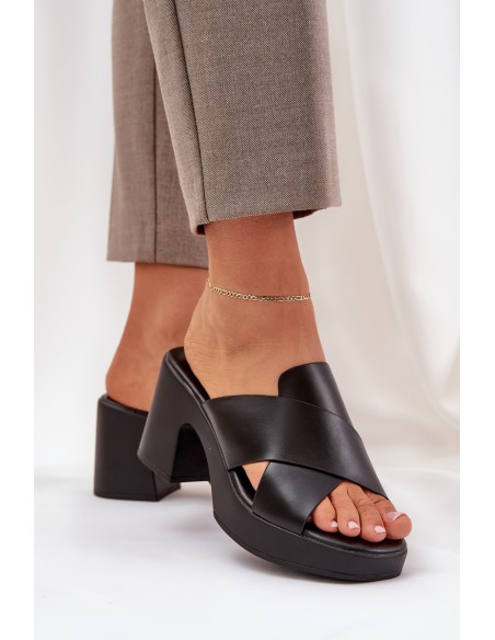 Light Block Heels Made Of Eco Leather Black Kacaria