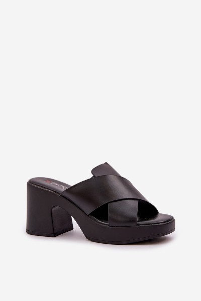 Light Block Heels Made Of Eco Leather Black Kacaria 2