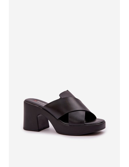 Light Block Heels Made Of Eco Leather Black Kacaria