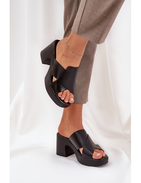 Light Block Heels Made Of Eco Leather Black Kacaria