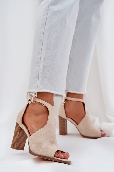 Heeled Sandals Made Of Eco Suede Light Beige Lanadriena