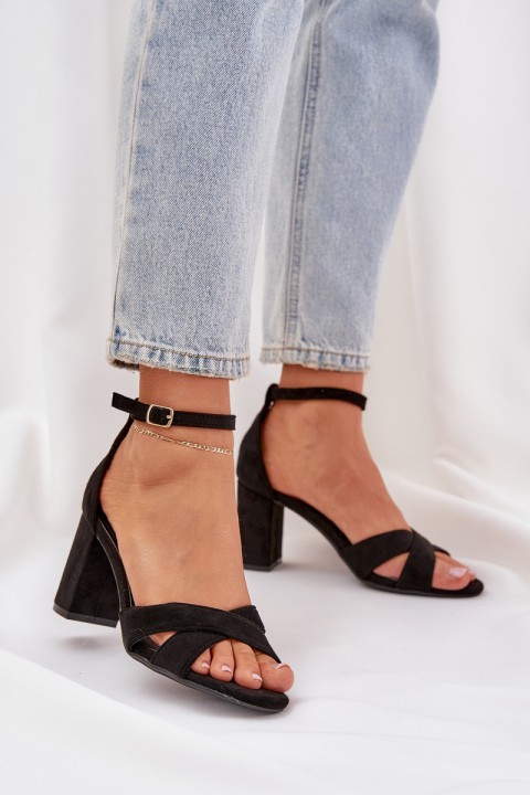 Block Heel Sandals Made Of Eco Suede Black Saniffia