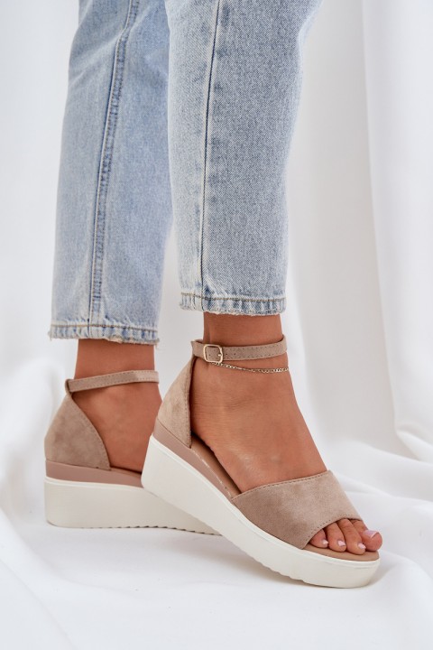 Lightweight Platform Sandals With Delicate Wedge Dark Beige Gillifia