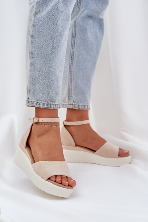 Lightweight Platform Sandals With Delicate Wedge Light Beige Gillifia