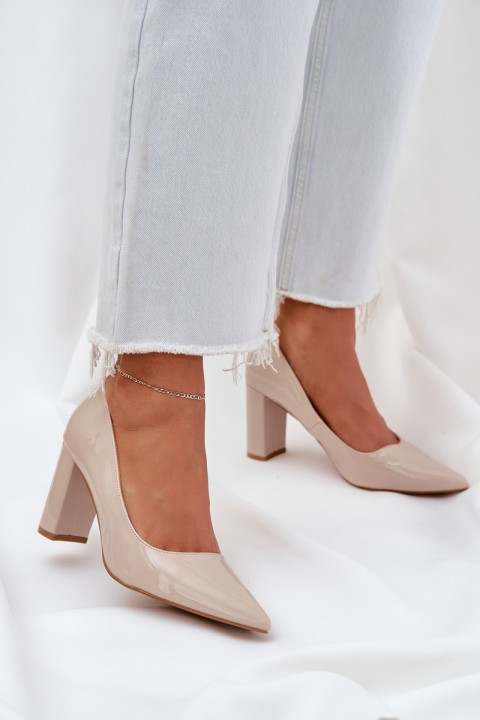 Lacquered Heels On Block Heel Beige Kilanne