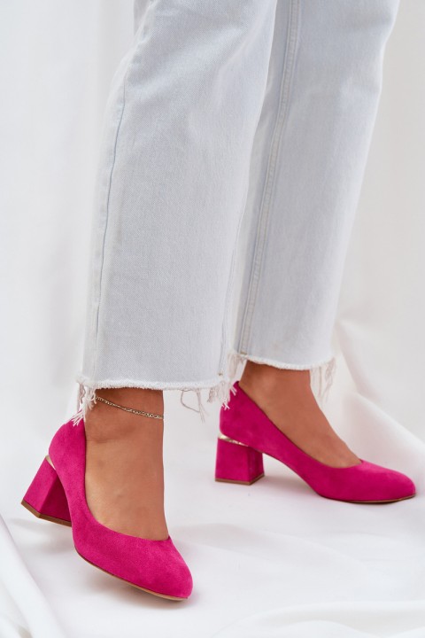 Eco Suede Heels On A Block Heel Fuchsia Veniffia