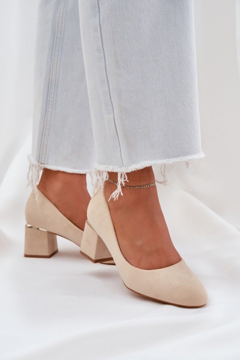 Eco Suede Heels On A Heel Beige Veniffia