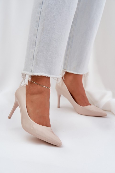 Patent Heels With Pointed Toes Beige Laniffia