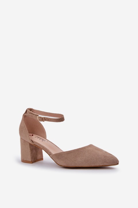 Suede Heels On A Heel Dark Beige Promise