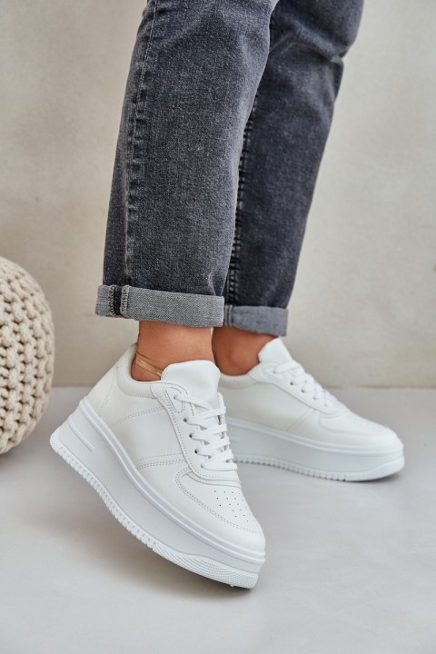 Women's Platform Sneakers With Decorative Lacing White Mistra