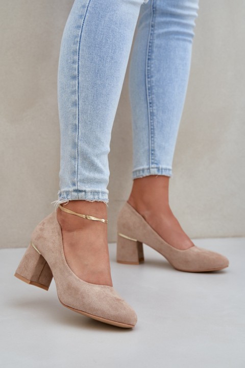 Suede Heels On A Block Dark Beige Zelfitis