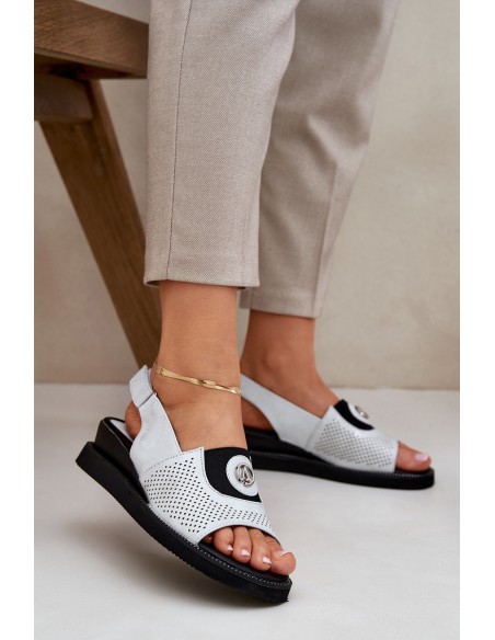 Women's wedge sandals silver Isnnoria