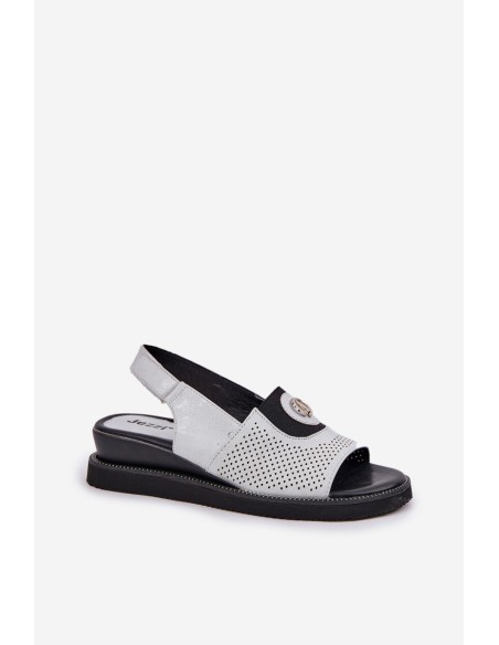 Women's wedge sandals silver Isnnoria