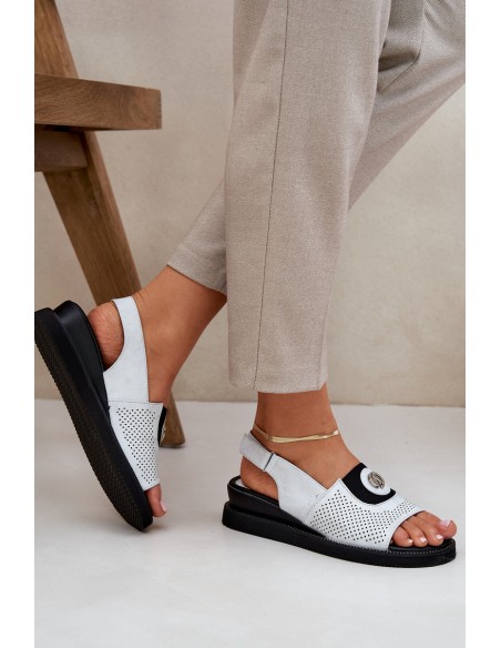 Women's wedge sandals silver Isnnoria