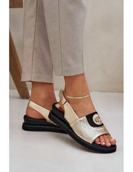 Womens Wedge Sandals Gold Isnnoria