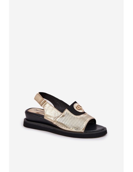 Womens Wedge Sandals Gold Isnnoria