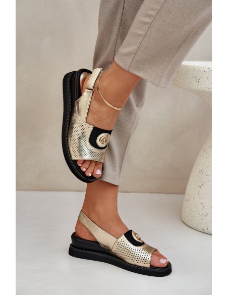 Moteriški pleištiniai sandalai auksiniai Isnnoria