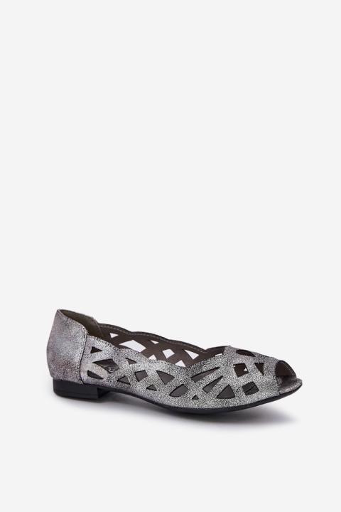 Perforated Ballerinas With Open Toes Silver Calgis