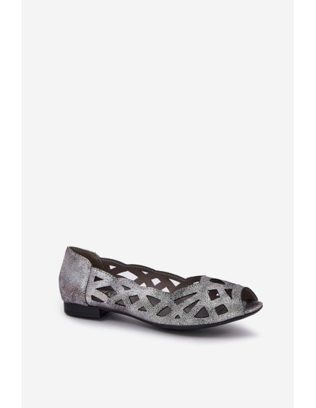 Perforated Ballerinas With Open Toes Silver Calgis