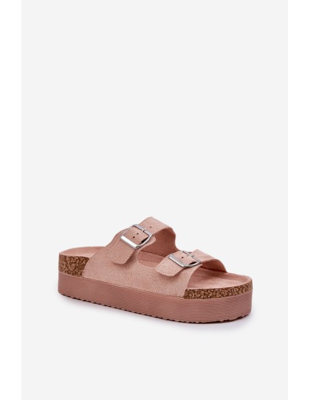 Women's Sandals On Massive Platform With Buckles Pink Aramia