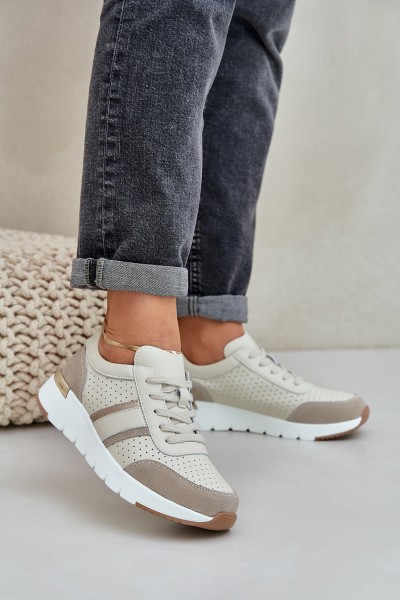 Moteriški odiniai platforminiai sportbačiai smėlio spalvos Gatira