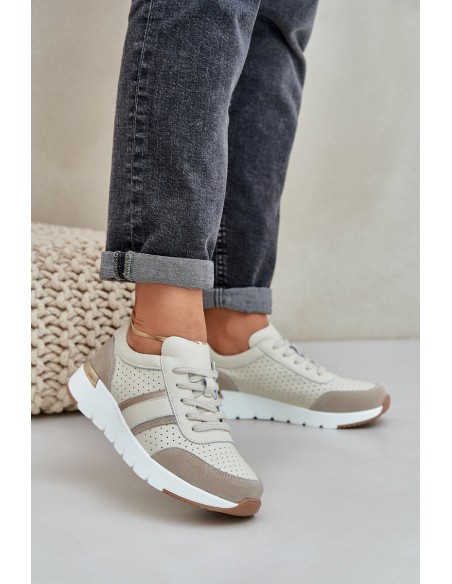 Women's Leather Platform Sneakers Beige Gatira