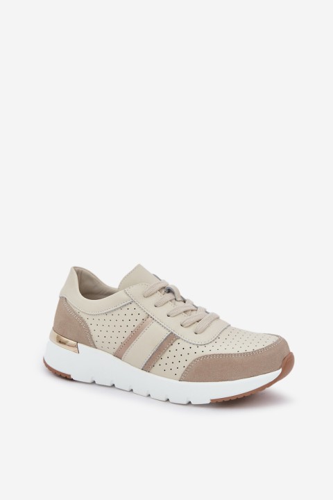 Women's Leather Platform Sneakers Beige Gatira