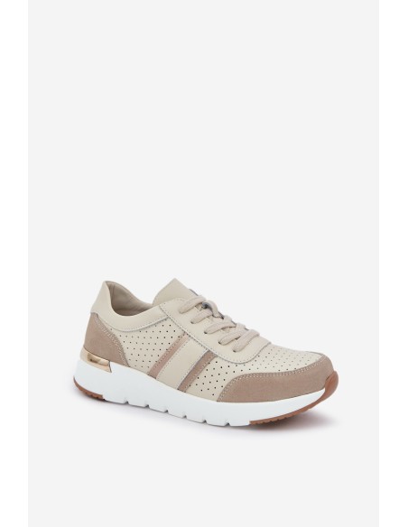 Women's Leather Platform Sneakers Beige Gatira