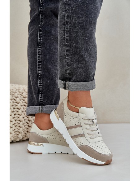 Women's Leather Platform Sneakers Beige Gatira