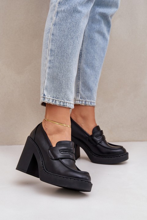 Pumps On Chunky Heel Made Of Eco Leather Black Eminza