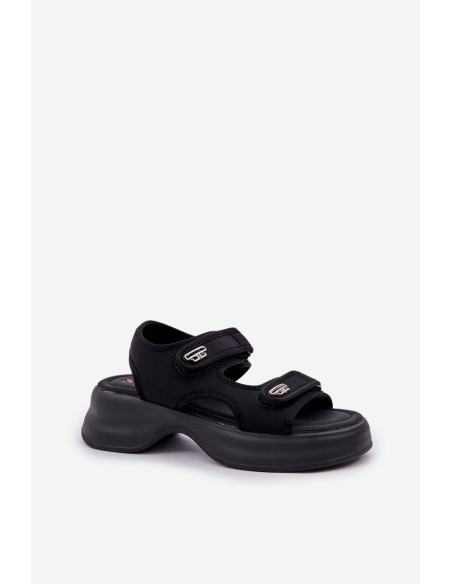 Fabric Lightweight Platform Sandals Black Deniffia