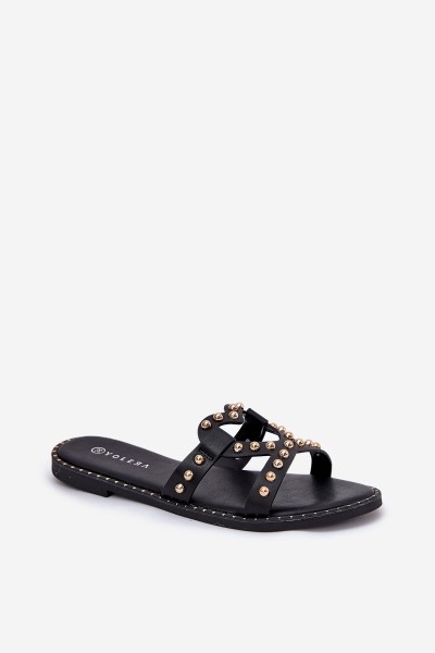 Embellished Flat Women's Sandals Black Adivrae 2